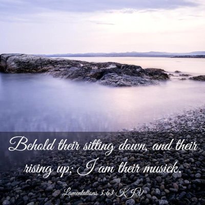Picture 03 - Lamentations 3:63 KJV - Behold their sitting down, and their rising up; I - Bible Verse Picture