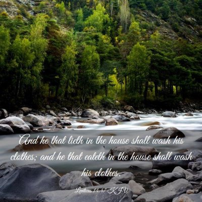 Picture 03 - Leviticus 14:47 KJV - And he that lieth in the house shall wash his - Bible Verse Picture