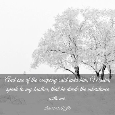Picture 03 - Luke 12:13 KJV - And one of the company said unto him, Master, - Bible Verse Picture