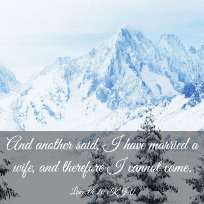Picture 03 - Luke 14:20 KJV - And another said, I have married a wife, and - Bible Verse Picture
