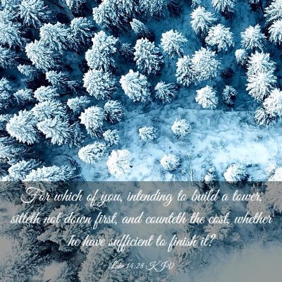 Picture 03 - Luke 14:28 KJV - For which of you, intending to build a tower, - Bible Verse Picture