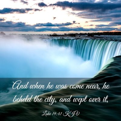 Picture 03 - Luke 19:41 KJV - And when he was come near, he beheld the city, - Bible Verse Picture