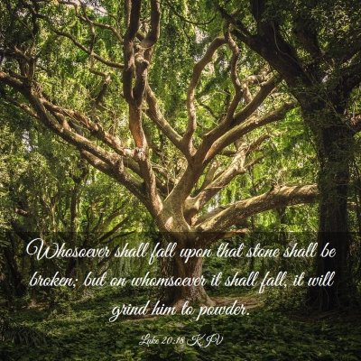 Picture 03 - Luke 20:18 KJV - Whosoever shall fall upon that stone shall be - Bible Verse Picture