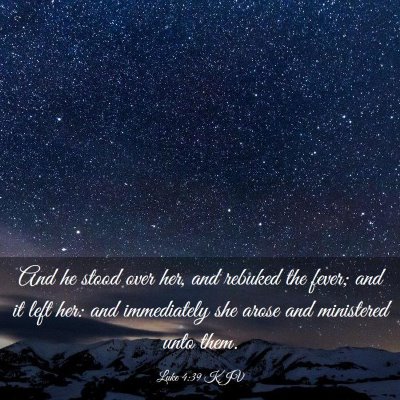 Picture 03 - Luke 4:39 KJV - And he stood over her, and rebuked the fever; and - Bible Verse Picture