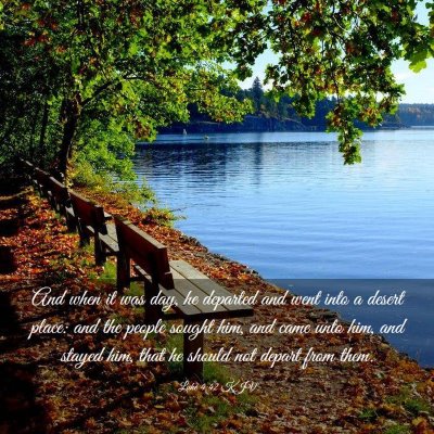Picture 03 - Luke 4:42 KJV - And when it was day, he departed and went into a - Bible Verse Picture