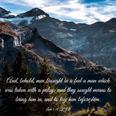 Picture 03 - Luke 5:18 KJV - And, behold, men brought in a bed a man which was - Bible Verse Picture