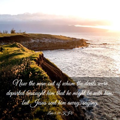 Picture 03 - Luke 8:38 KJV - Now the man out of whom the devils were departed - Bible Verse Picture
