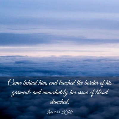 Picture 03 - Luke 8:44 KJV - Came behind him, and touched the border of his - Bible Verse Picture