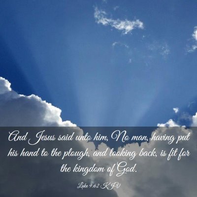 Picture 03 - Luke 9:62 KJV - And Jesus said unto him, No man, having put his - Bible Verse Picture