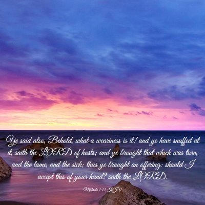 Picture 03 - Malachi 1:13 KJV - Ye said also, Behold, what a weariness is it! and - Bible Verse Picture