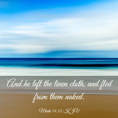 Picture 03 - Mark 14:52 KJV - And he left the linen cloth, and fled from them - Bible Verse Picture