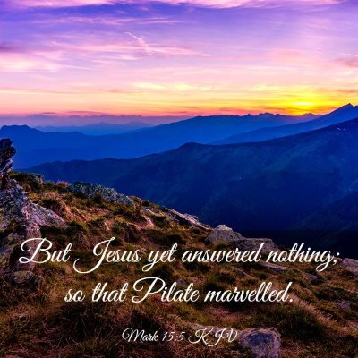 Picture 03 - Mark 15:5 KJV - But Jesus yet answered nothing; so that Pilate - Bible Verse Picture