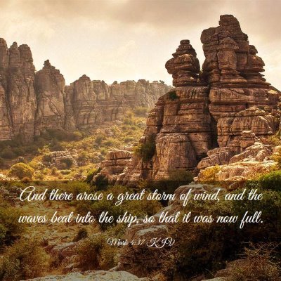 Picture 03 - Mark 4:37 KJV - And there arose a great storm of wind, and the - Bible Verse Picture