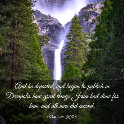 Picture 03 - Mark 5:20 KJV - And he departed, and began to publish in - Bible Verse Picture