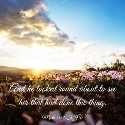 Picture 03 - Mark 5:32 KJV - And he looked round about to see her that had - Bible Verse Picture