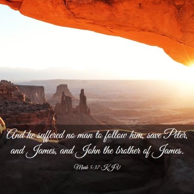 Picture 03 - Mark 5:37 KJV - And he suffered no man to follow him, save Peter, - Bible Verse Picture