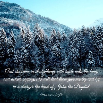 Picture 03 - Mark 6:25 KJV - And she came in straightway with haste unto the - Bible Verse Picture