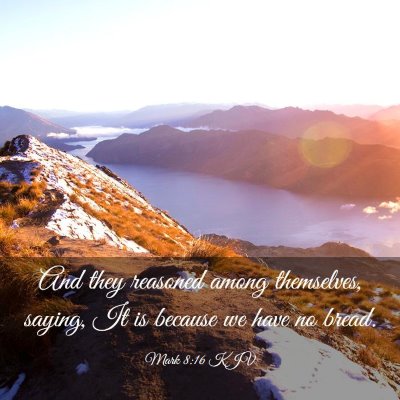 Picture 03 - Mark 8:16 KJV - And they reasoned among themselves, saying, It is - Bible Verse Picture