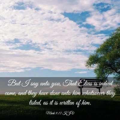 Picture 03 - Mark 9:13 KJV - But I say unto you, That Elias is indeed come, - Bible Verse Picture