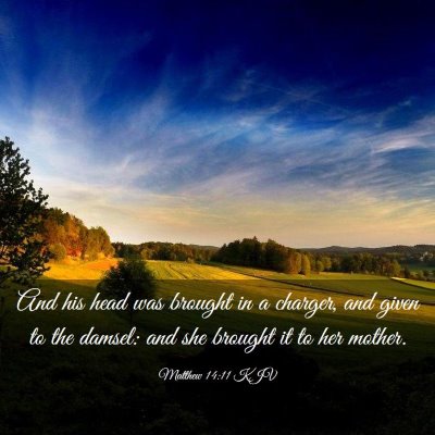 Picture 03 - Matthew 14:11 KJV - And his head was brought in a charger, and given - Bible Verse Picture