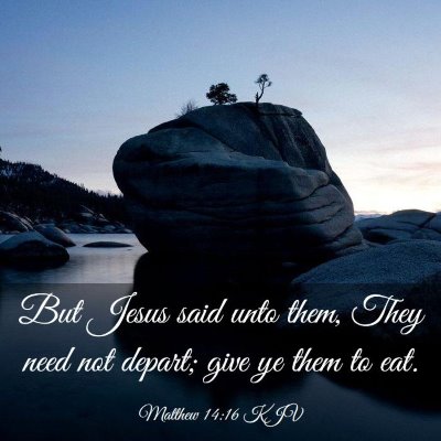 Picture 03 - Matthew 14:16 KJV - But Jesus said unto them, They need not depart; - Bible Verse Picture