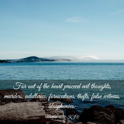 Picture 03 - Matthew 15:19 KJV - For out of the heart proceed evil thoughts, - Bible Verse Picture