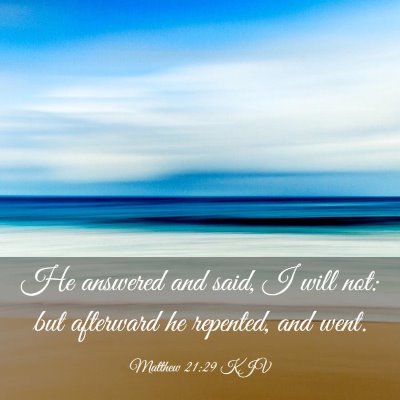 Picture 03 - Matthew 21:29 KJV - He answered and said, I will not: but afterward - Bible Verse Picture