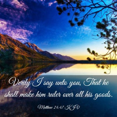 Picture 03 - Matthew 24:47 KJV - Verily I say unto you, That he shall make him - Bible Verse Picture