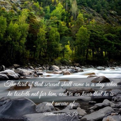 Picture 03 - Matthew 24:50 KJV - The lord of that servant shall come in a day when - Bible Verse Picture