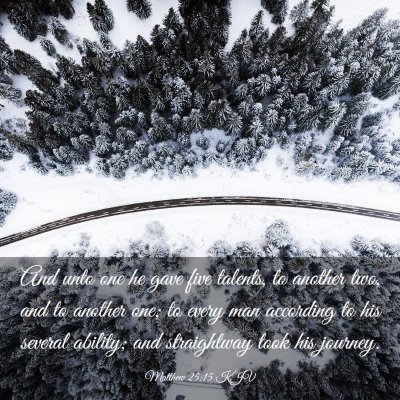 Picture 03 - Matthew 25:15 KJV - And unto one he gave five talents, to another - Bible Verse Picture
