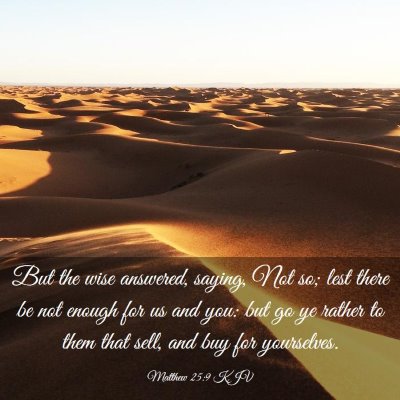 Picture 03 - Matthew 25:9 KJV - But the wise answered, saying, Not so; lest there - Bible Verse Picture