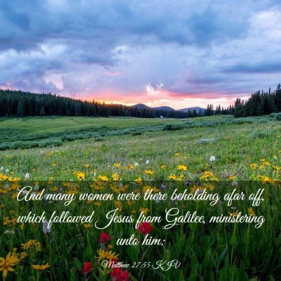 Picture 03 - Matthew 27:55 KJV - And many women were there beholding afar off, - Bible Verse Picture