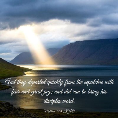Picture 03 - Matthew 28:8 KJV - And they departed quickly from the sepulchre with - Bible Verse Picture