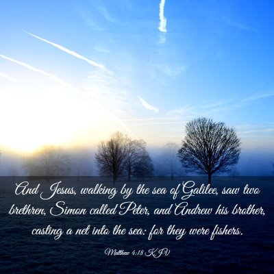 Picture 03 - Matthew 4:18 KJV - And Jesus, walking by the sea of Galilee, saw two - Bible Verse Picture