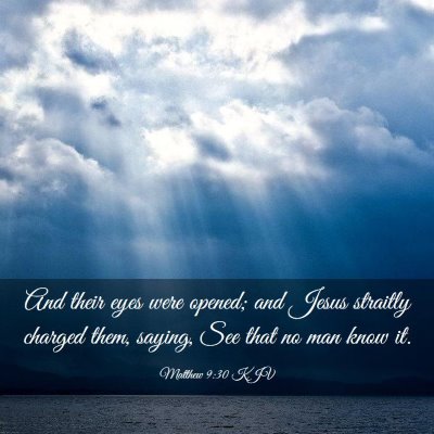 Picture 03 - Matthew 9:30 KJV - And their eyes were opened; and Jesus straitly - Bible Verse Picture