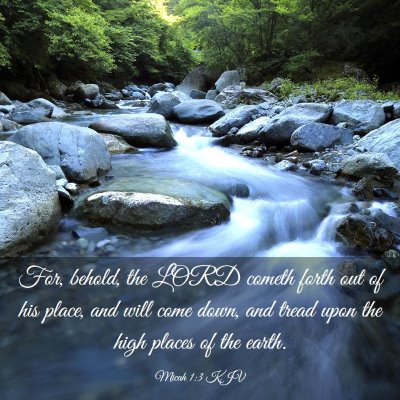 Picture 03 - Micah 1:3 KJV - For, behold, the LORD cometh forth out of his - Bible Verse Picture