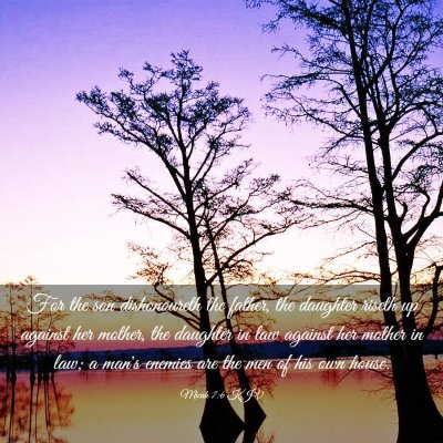 Picture 03 - Micah 7:6 KJV - For the son dishonoureth the father, the daughter - Bible Verse Picture