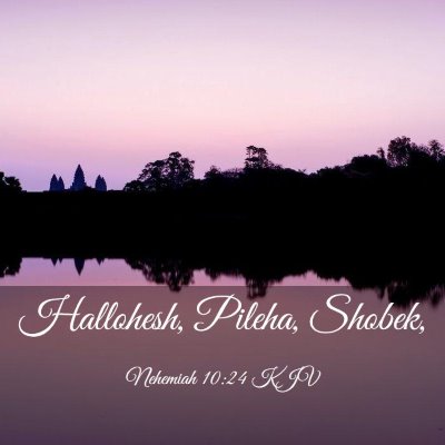 Picture 03 - Nehemiah 10:24 KJV - Hallohesh, Pileha, - Bible Verse Picture