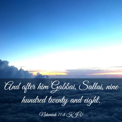 Picture 03 - Nehemiah 11:8 KJV - And after him Gabbai, Sallai, nine hundred twenty - Bible Verse Picture