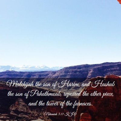 Picture 03 - Nehemiah 3:11 KJV - Malchijah the son of Harim, and Hashub the son of - Bible Verse Picture