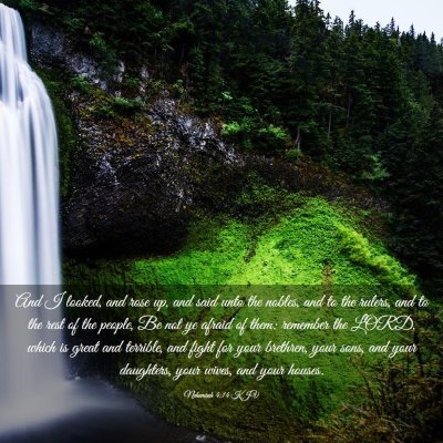Picture 03 - Nehemiah 4:14 KJV - And I looked, and rose up, and said unto the - Bible Verse Picture