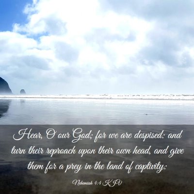Picture 03 - Nehemiah 4:4 KJV - Hear, O our God; for we are despised: and turn - Bible Verse Picture