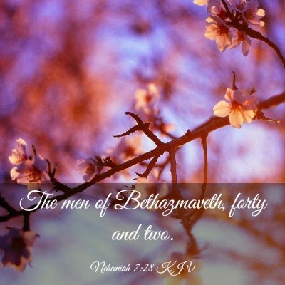 Picture 03 - Nehemiah 7:28 KJV - The men of Bethazmaveth, forty and - Bible Verse Picture