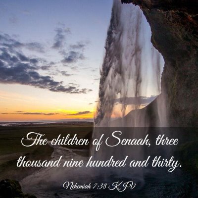 Picture 03 - Nehemiah 7:38 KJV - The children of Senaah, three thousand nine - Bible Verse Picture