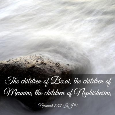 Picture 03 - Nehemiah 7:52 KJV - The children of Besai, the children of Meunim, - Bible Verse Picture