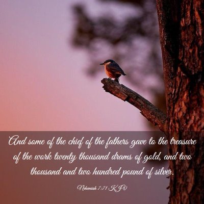 Picture 03 - Nehemiah 7:71 KJV - And some of the chief of the fathers gave to the - Bible Verse Picture