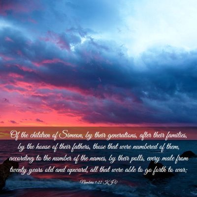 Picture 03 - Numbers 1:22 KJV - Of the children of Simeon, by their generations, - Bible Verse Picture