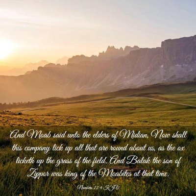 Picture 03 - Numbers 22:4 KJV - And Moab said unto the elders of Midian, Now - Bible Verse Picture