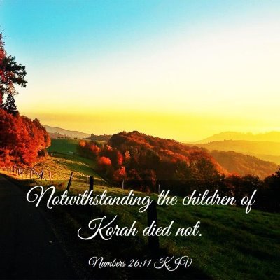 Picture 03 - Numbers 26:11 KJV - Notwithstanding the children of Korah died - Bible Verse Picture