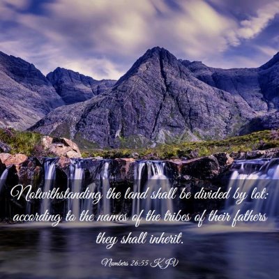 Picture 03 - Numbers 26:55 KJV - Notwithstanding the land shall be divided by lot: - Bible Verse Picture